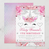 Eenhoorn Gezicht Roze Zilveren Meisje Verjaardag K Kaart (Voorkant / Achterkant)