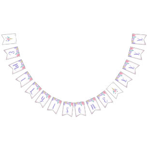 Eenhoorn Gezicht Verjaardagsbanner Gepersonaliseer Vlaggetjes