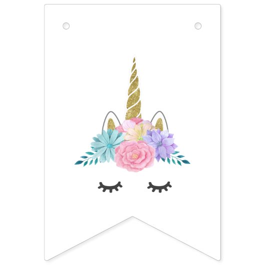 Eenhoorn Gezicht Verjaardagsbanner Gepersonaliseer Vlaggetjes (Eerste vlag)