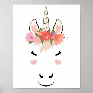 Eenhoorn Gezicht Wimpers Liefde Halloween Kostuum  Poster