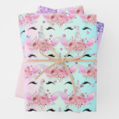 Eenhoorn Gezichten en Glitter Wrapping Papier Blad Inpakpapier Vel (In situ)