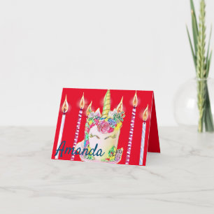 Eenhoorn gezichtstaart Rainbow Sprinkles Verjaarda Kaart