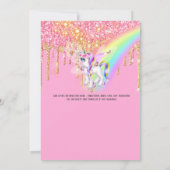 Eenhoorn glitter fee roze paarse regenboog meisjes kaart (Achterkant)