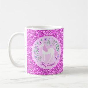 Eenhoorn Glitter gepersonaliseerde naam Koffiemok