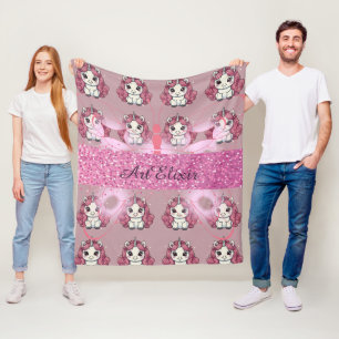 Eenhoorn Glitter Patroon Fleece Deken