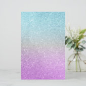 Eenhoorn glitter Stationery Briefpapier (Staand voorkant)