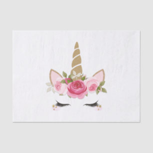 Eenhoorn Goud Roze Bloemig Leuke Trendy Tissue Pap Tissuepapier