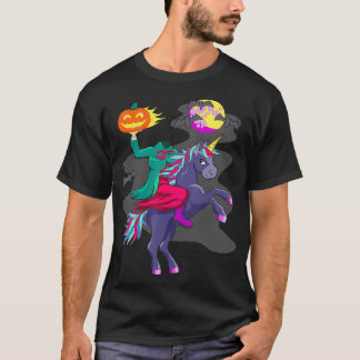 Eenhoorn Halloween Hoofdloze Ruiter Pompoen Hoofd  T-shirt