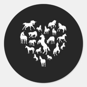 Eenhoorn HeartShaped Silhouet Gift voor Meisjes Ronde Sticker