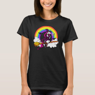 Eenhoorn Heks Riding Broom Magische Regenboog Hall T-shirt