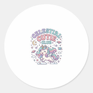 Eenhoorn Hemels Mutsy Club Retro Stijl Product G Ronde Sticker
