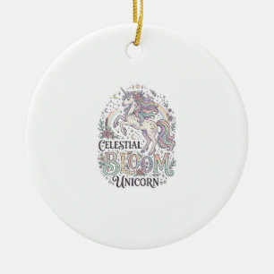 Eenhoorn Hemelse Bloei Eenhoorn Premium Vector Typ Keramisch Ornament