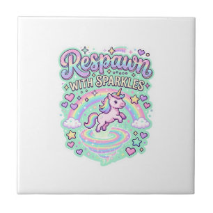 Eenhoorn Herleeft met Glitters Premium Vector Stic Tegeltje