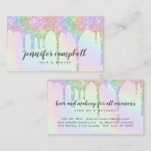 Eenhoorn holografische glitter druppels glam make- visitekaartje (Voorkant / Achterkant)