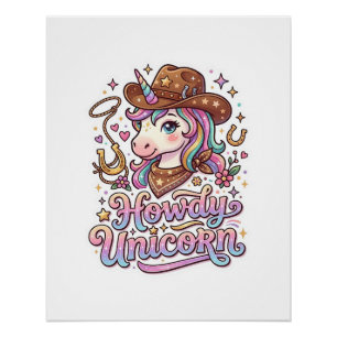 Eenhoorn Howdy Eenhoorn Cadeau Idee Sticker en Shi Perfect Poster