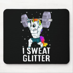 Eenhoorn Ik Zweet Glitter Funny Gym Workout Mannen Muismat