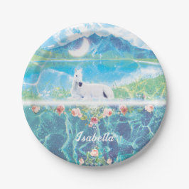 Eenhoorn in een paradijselijke droom Gepersonalise Papieren Bordje