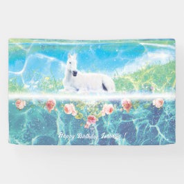 Eenhoorn in een persoonlijk paradijselijke droom spandoek