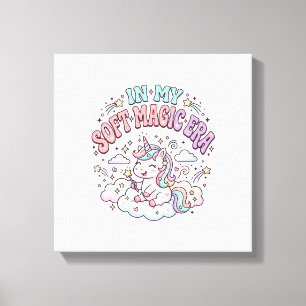 Eenhoorn In Mijn Zachte Magie Tijdperk Retro Stijl Canvas Afdruk