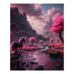 Eenhoorn in Roze Perfect Poster