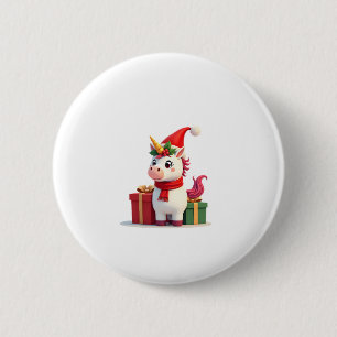 Eenhoorn Kerst Decoratie Kerstman Eenhoorn Kerst T Ronde Button 5,7 Cm