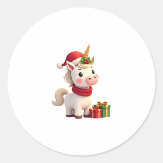 Eenhoorn Kerst Decoratie Kerstman Eenhoorn Kerst T Ronde Sticker