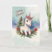  eenhoorn kerst feestdagen kaart (Voorkant)