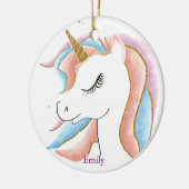 Eenhoorn Kerst gepersonaliseerd Keramisch Ornament (Links)