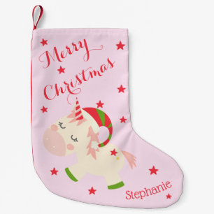 Eenhoorn Kerstvakantie Persoonlijke Roze Kleine Kerstsok