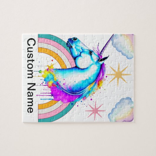 Eenhoorn Kinder personaliseren Legpuzzel (Horizontaal)