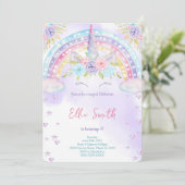 Eenhoorn Kinderen Uitnodiging  (Staand voorkant)