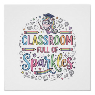 Eenhoorn Klaslokaal Vol met Glitters Originele Mer Perfect Poster