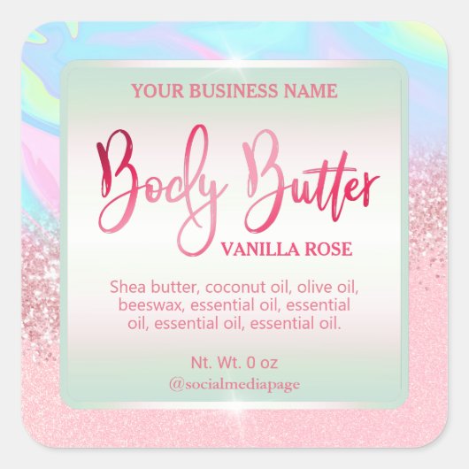 Eenhoorn Kleuren Body Butter Labels (Voorkant)