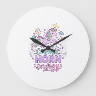 Eenhoorn Kosmische Hoorn Energie Cute Pastel Grafi Grote Klok