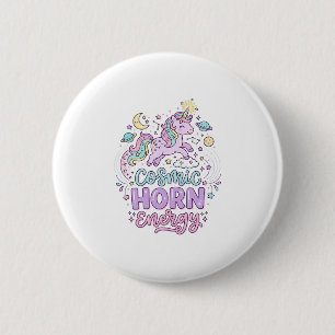 Eenhoorn Kosmische Hoorn Energie Schattig Pastel G Ronde Button 5,7 Cm