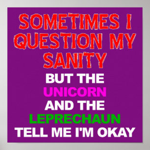 Eenhoorn Leprechaun Grappige Poster Bord