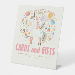 Eenhoorn Leuke verjaardagsfeestje Kaarten en gesch Reclamebord Met Voetstuk