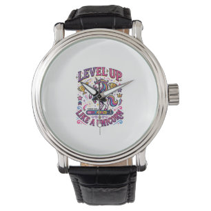Eenhoorn Level Up Als een Eenhoorn Reclame Cute Gi Horloge