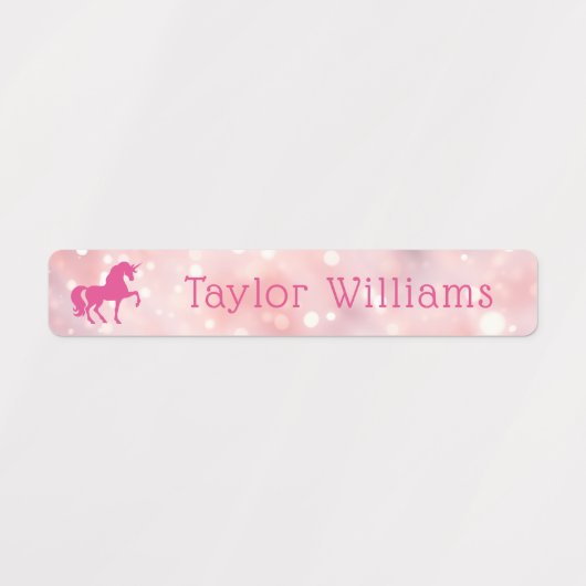 Eenhoorn lichtroze etherische bokeh waterdichte na labels (Design 1)