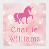 Eenhoorn lichtroze etherische bokeh waterdichte na labels (Design 2)