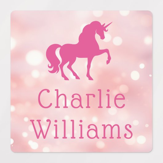 Eenhoorn lichtroze etherische bokeh waterdichte na labels (Design 2)