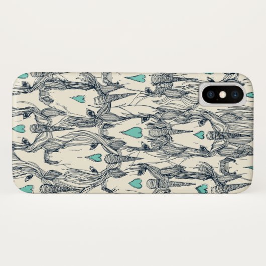 eenhoorn love indigo mint parelaar Case-Mate iPhone case (Achterkant (horizontaal))