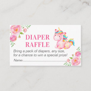 Eenhoorn Luier Raffle Ticket Baby Meisje Douche Ro Informatiekaartje