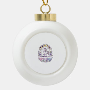 Eenhoorn Maanfasen Eenhoorn Witte Achtergrond Shir Keramische Bal Ornament