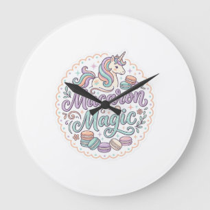 Eenhoorn Macaron Magie Whimsical T-Shirt Ontwerp_1 Grote Klok