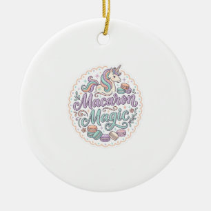 Eenhoorn Macaron Magie Whimsical T-Shirt Ontwerp_1 Keramisch Ornament
