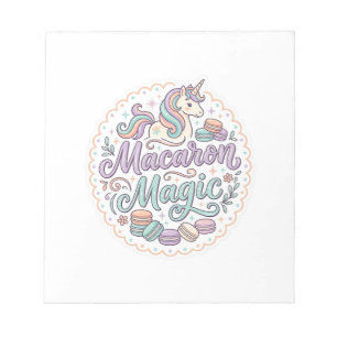 Eenhoorn Macaron Magie Whimsical T-Shirt Ontwerp_1 Notitieblok