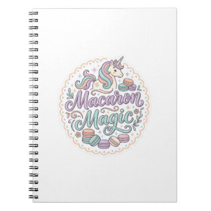 Eenhoorn Macaron Magie Whimsical T-Shirt Ontwerp_1 Notitieboek
