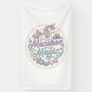 Eenhoorn Macaron Magie Whimsical T-Shirt Ontwerp_1 Spandoek