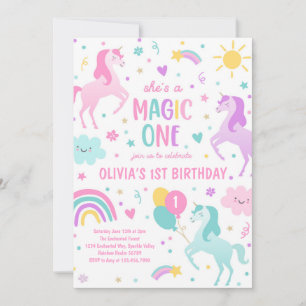 Eenhoorn Magic One Pastel Regenboog 1e Verjaardag Kaart